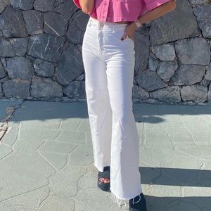 High waisted, straight leg zara white jeans
